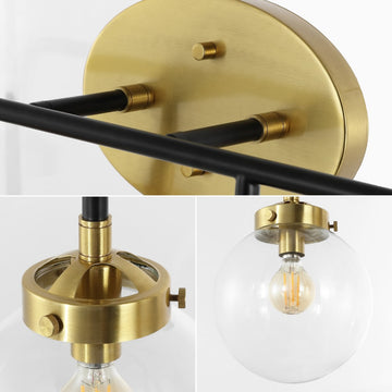 Caleb Brass Vanity Wall Sconce Clear